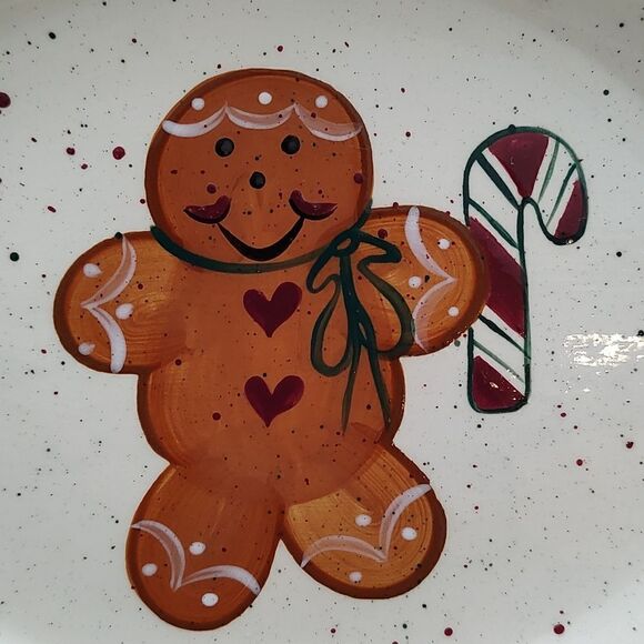 Vintage Santa's Cookies Plate Gingerbread Man Oval Scalloped Dish 1990's - Picture 2 of 9